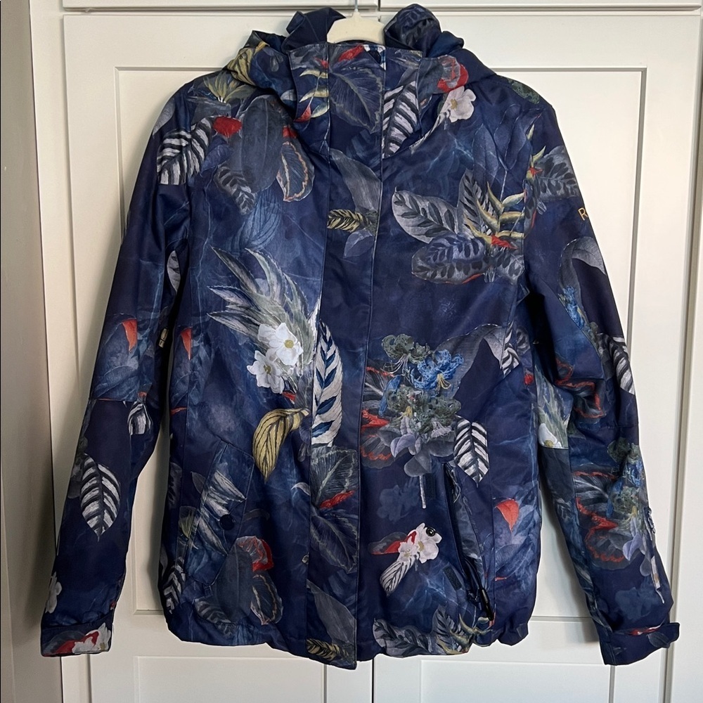 Roxy Navy Floral Ski Snowboarding Jacket Size XS LIKE NEW